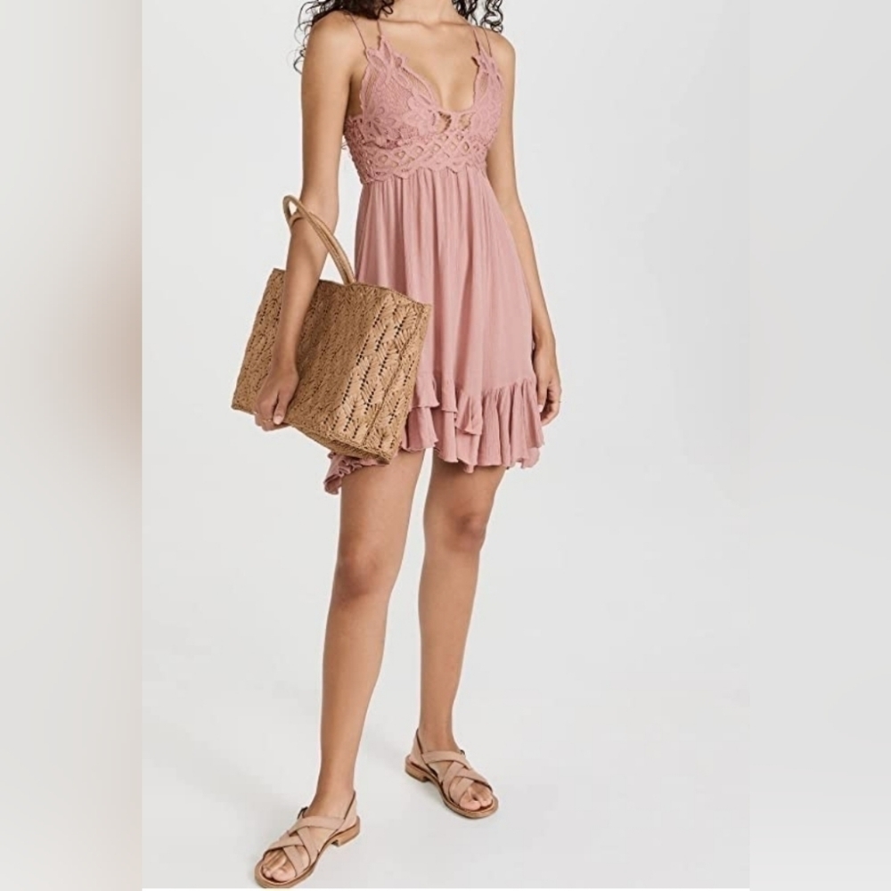 Intimately Free People Adella Frilled Chemise- Rose